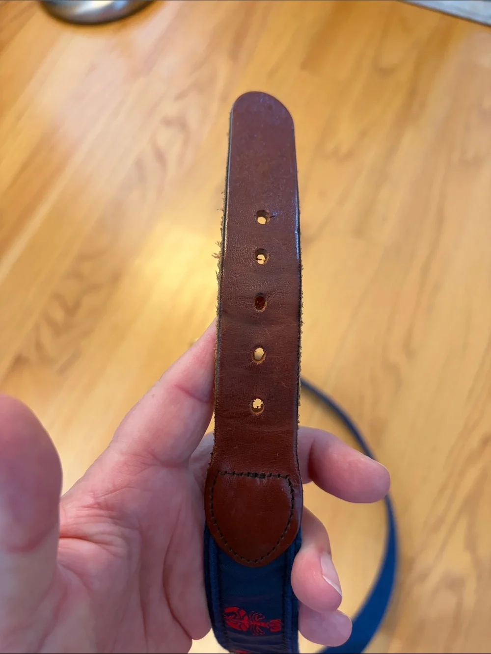 J. Press leather and ribbon lobster motif belt size 42